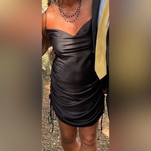 Apricot Lane Black Satin Cinched Dress